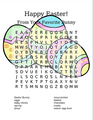 Easter word search puzzle