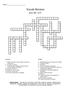 Vocabulary Review crossword puzzle